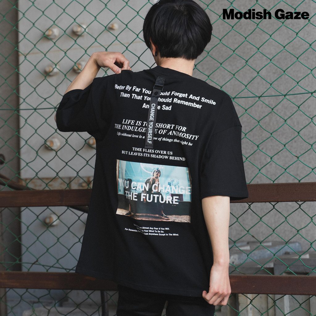 半袖 Tシャツ(バックテープ+フォト)　ブラック